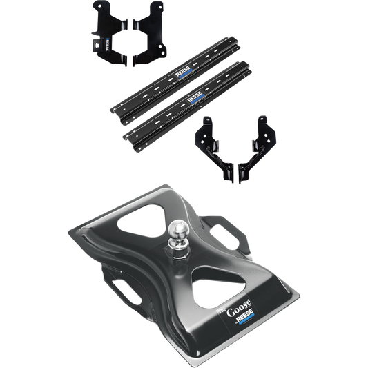 Fits 2019-2023 RAM 1500 Custom Outboard Above Bed Rail Kit + 25K Reese Gooseneck Hitch (For 6-1/2' and 8 foot Bed, (New Body Style), Except w/Split Tail Gate, w/o Factory Puck System Models) By Reese