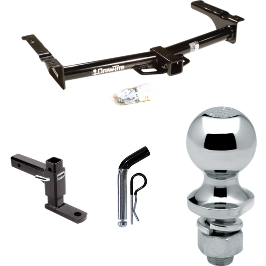 Fits 1975-2002 Ford E-350 Econoline Trailer Hitch Tow PKG w/ Adjustable Drop Rise Ball Mount + Pin/Clip + 1-7/8" Ball By Draw-Tite