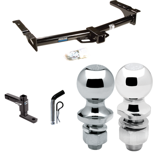 Fits 2009-2012 Ford E-250 Econoline Trailer Hitch Tow PKG w/ Adjustable Drop Rise Ball Mount + Pin/Clip + 2" Ball + 1-7/8" Ball (For (Prepped Class II Tow Package) Models) By Reese Towpower