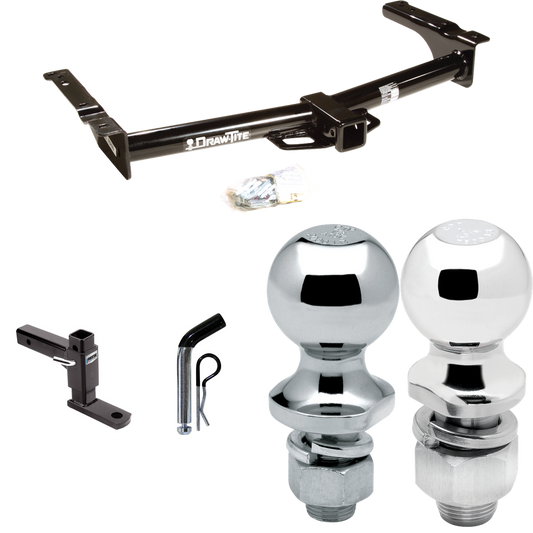 Fits 1975-2002 Ford E-350 Econoline Trailer Hitch Tow PKG w/ Adjustable Drop Rise Ball Mount + Pin/Clip + 2" Ball + 1-7/8" Ball By Draw-Tite