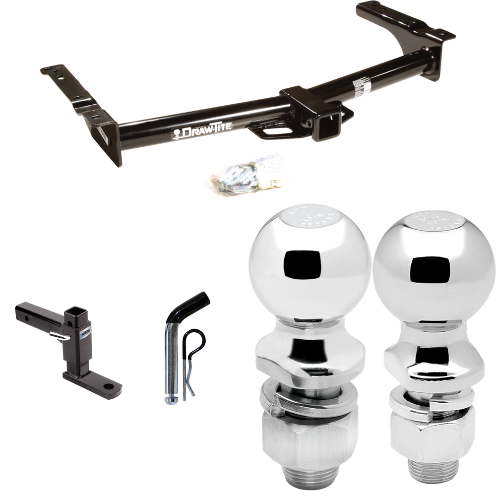 Fits 1975-2014 Ford E-150 Econoline Trailer Hitch Tow PKG w/ Adjustable Drop Rise Ball Mount + Pin/Clip + 2" Ball + 2-5/16" Ball By Draw-Tite