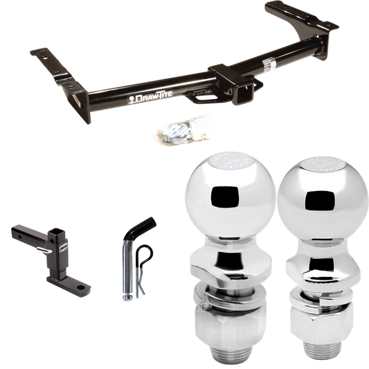 Fits 1975-2014 Ford E-150 Econoline Trailer Hitch Tow PKG w/ Adjustable Drop Rise Ball Mount + Pin/Clip + 2" Ball + 2-5/16" Ball By Draw-Tite