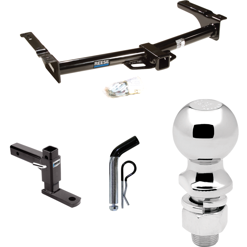 Fits 2009-2012 Ford E-250 Econoline Trailer Hitch Tow PKG w/ Adjustable Drop Rise Ball Mount + Pin/Clip + 2-5/16" Ball (For (Prepped Class II Tow Package) Models) By Reese Towpower