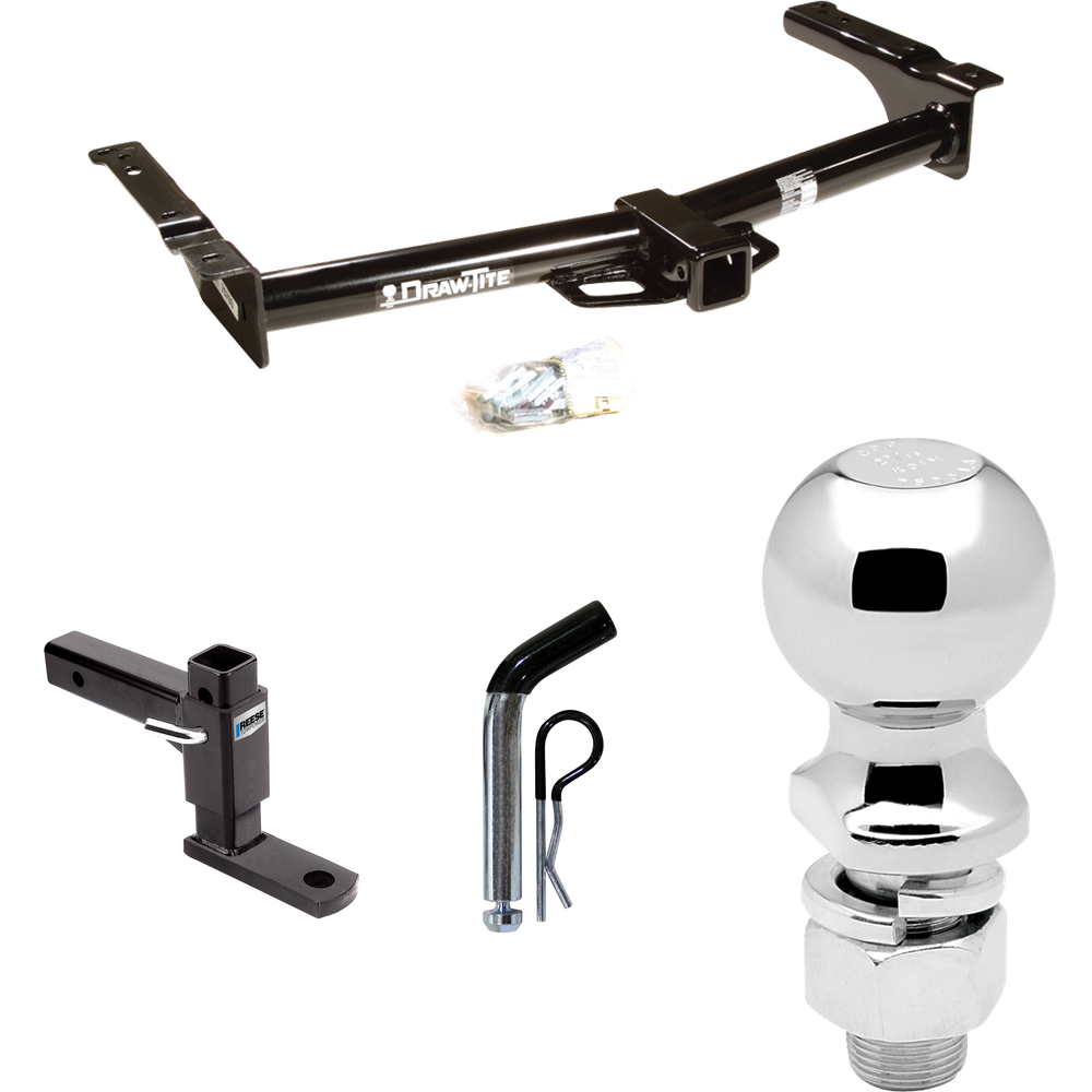 Fits 2003-2014 Ford E-350 Econoline Super Duty Trailer Hitch Tow PKG w/ Adjustable Drop Rise Ball Mount + Pin/Clip + 2-5/16" Ball By Draw-Tite