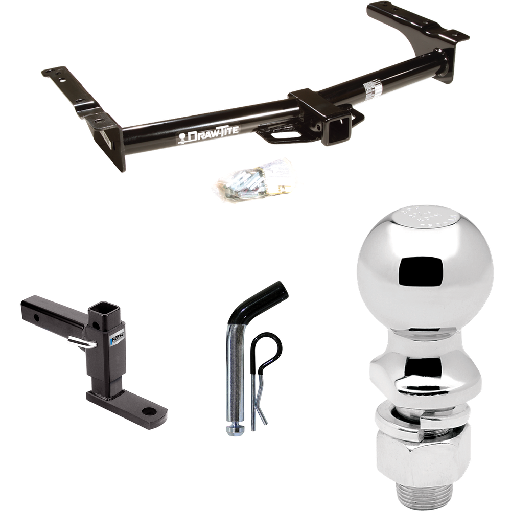 Fits 1975-2014 Ford E-250 Econoline Trailer Hitch Tow PKG w/ Adjustable Drop Rise Ball Mount + Pin/Clip + 2-5/16" Ball By Draw-Tite