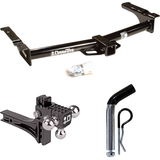 Fits 2009-2012 Ford E-350 Econoline Super Duty Trailer Hitch Tow PKG w/ Adjustable Drop Rise Triple Ball Ball Mount 1-7/8" & 2" & 2-5/16" Trailer Balls + Pin/Clip (For (Prepped Class II Tow Package) Models) By Draw-Tite