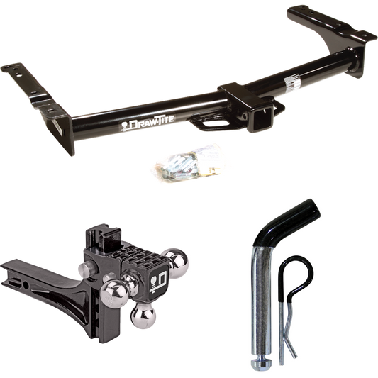 Fits 1975-2014 Ford E-150 Econoline Trailer Hitch Tow PKG w/ Adjustable Drop Rise Triple Ball Ball Mount 1-7/8" & 2" & 2-5/16" Trailer Balls + Pin/Clip By Draw-Tite
