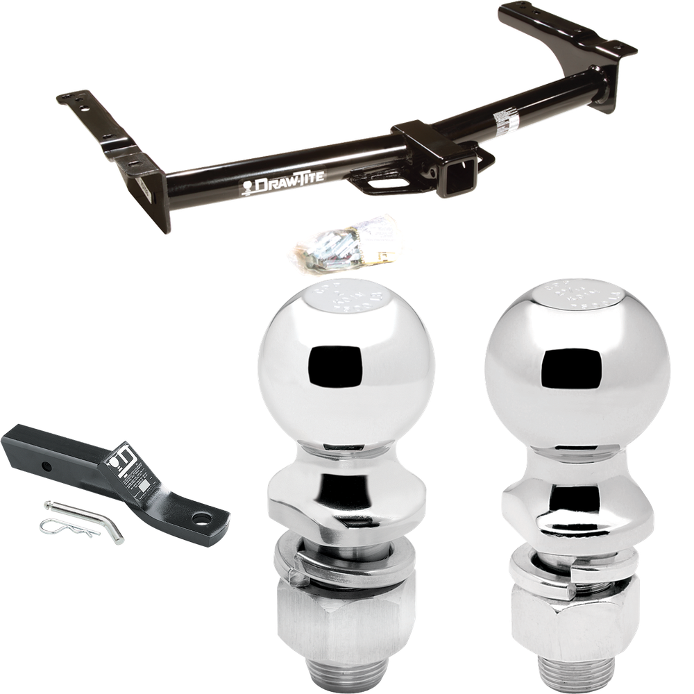 Fits 1975-2014 Ford E-150 Econoline Trailer Hitch Tow PKG w/ Ball Mount w/ 2" Drop + 2" Ball + 2-5/16" Ball By Draw-Tite
