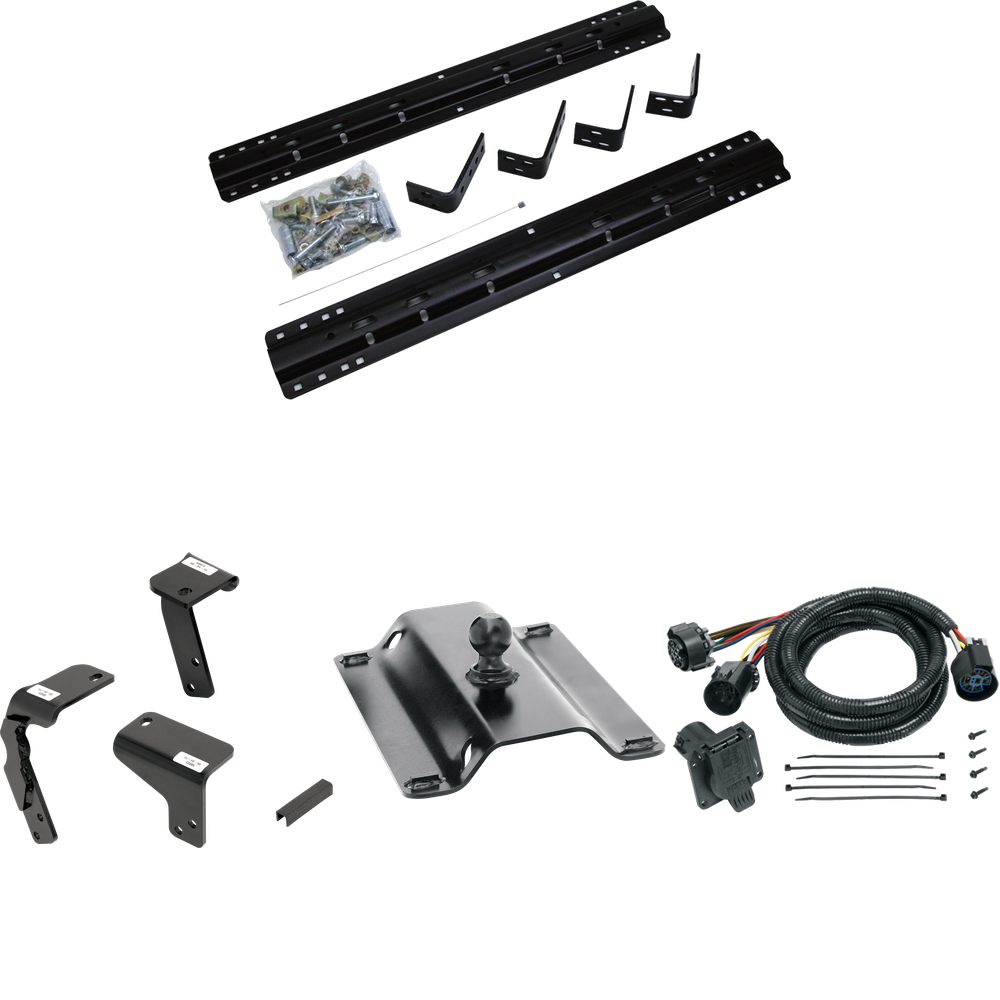 Fits 2014-2018 RAM 1500 Industry Standard Semi-Custom Above Bed Rail Kit + 25K Pro Series Gooseneck Hitch + In-Bed Wiring (For 5'8 or Shorter Bed (Sidewinder Required), Except w/Air Suspension, w/o Factory Puck System Models) By Reese