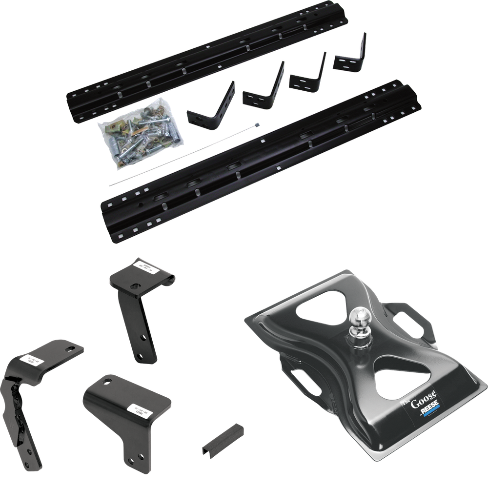 Fits 2014-2018 RAM 1500 Industry Standard Semi-Custom Above Bed Rail Kit + 25K Reese Gooseneck Hitch (For 6-1/2' and 8 foot Bed, Except w/Air Suspension, w/o Factory Puck System Models) By Reese