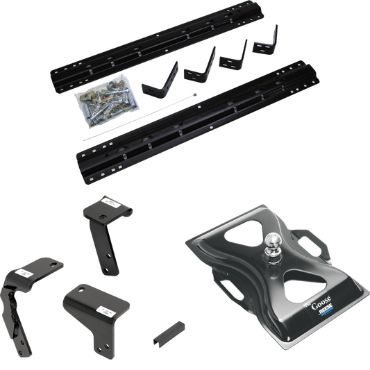 Fits 2014-2018 RAM 1500 Industry Standard Semi-Custom Above Bed Rail Kit + 25K Reese Gooseneck Hitch (For 6-1/2' and 8 foot Bed, Except w/Air Suspension, w/o Factory Puck System Models) By Reese