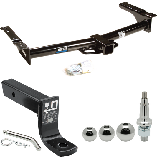 Fits 2009-2012 Ford E-250 Econoline Trailer Hitch Tow PKG w/ Ball Mount w/ 4" Drop + Interchangeable Ball 1-7/8" & 2" & 2-5/16" (For (Prepped Class II Tow Package) Models) By Reese Towpower