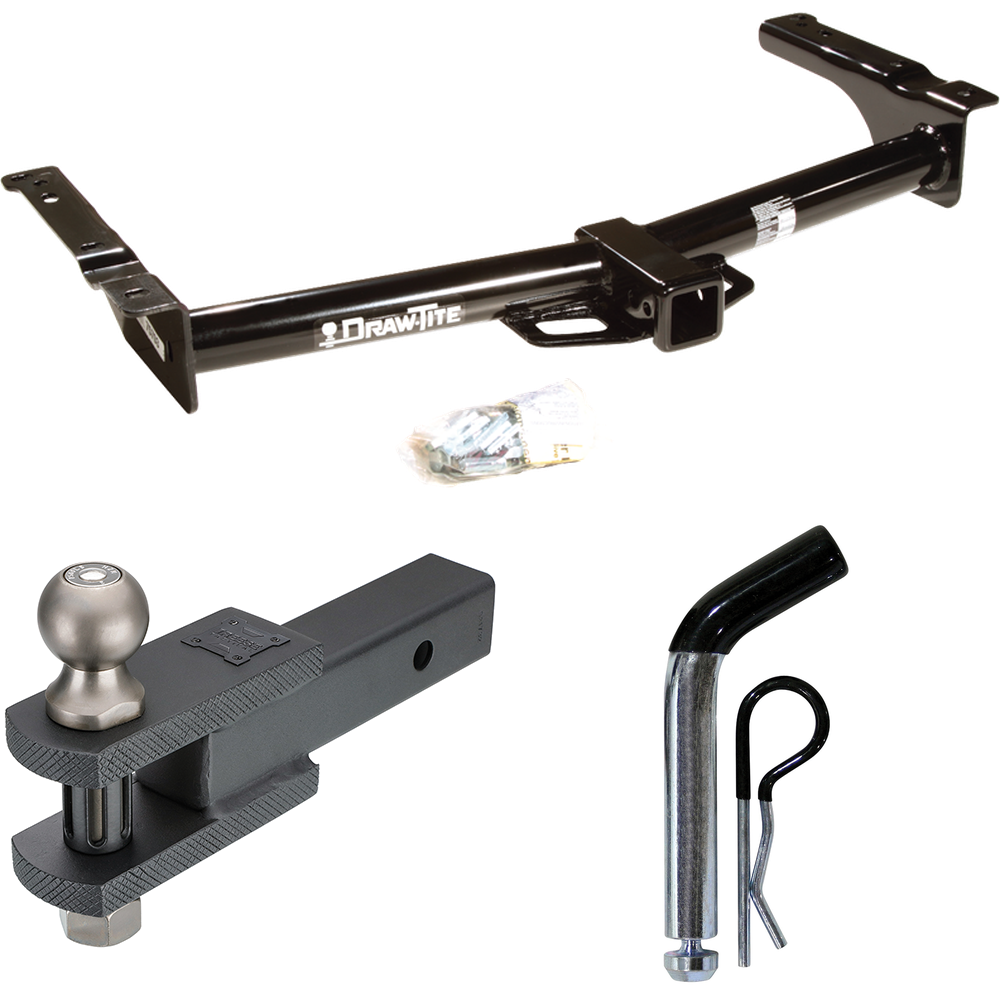 Fits 2009-2012 Ford E-150 Econoline Trailer Hitch Tow PKG w/ Clevis Hitch Ball Mount w/ 2" Ball + Pin/Clip (For (Prepped Class II Tow Package) Models) By Draw-Tite