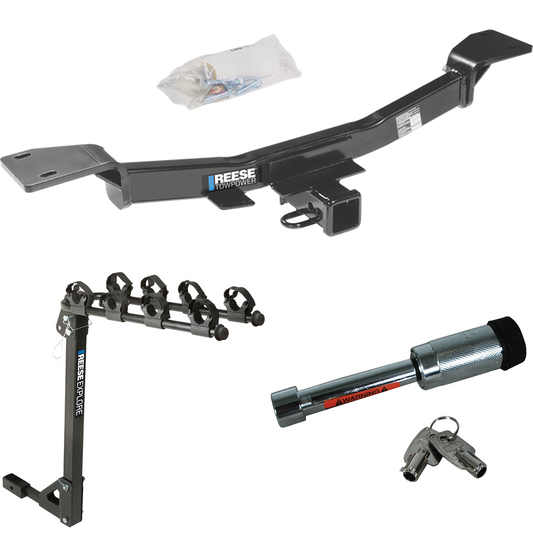 Fits 2005-2010 KIA Sportage Trailer Hitch Tow PKG w/ 4 Bike Carrier Rack + Hitch Lock By Reese Towpower