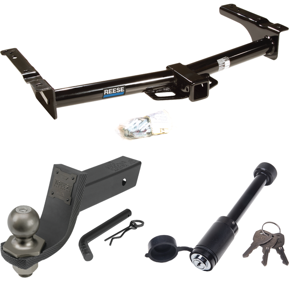 Fits 1975-1991 Ford E-250 Econoline Trailer Hitch Tow PKG + Interlock Tactical Starter Kit w/ 3-1/4" Drop & 2" Ball + Tactical Dogbone Lock By Reese Towpower