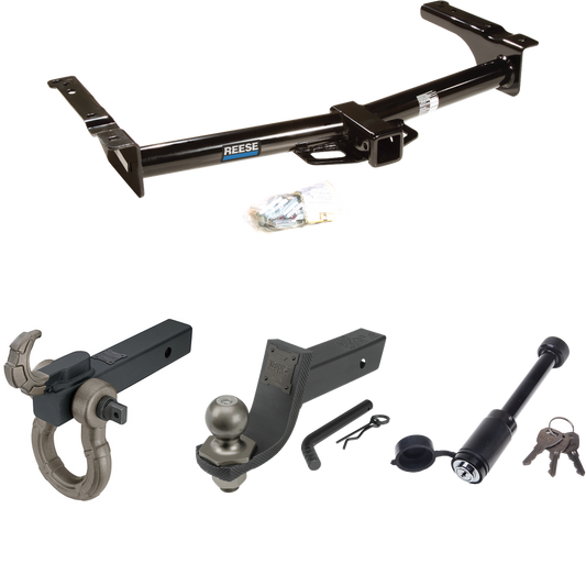 Fits 2009-2012 Ford E-250 Econoline Trailer Hitch Tow PKG + Interlock Tactical Starter Kit w/ 3-1/4" Drop & 2" Ball + Tactical Hook & Shackle Mount + Tactical Dogbone Lock (For (Prepped Class II Tow Package) Models) By Reese Towpower