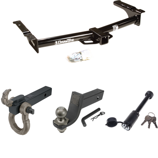 Fits 1975-1991 Ford E-150 Econoline Trailer Hitch Tow PKG + Interlock Tactical Starter Kit w/ 3-1/4" Drop & 2" Ball + Tactical Hook & Shackle Mount + Tactical Dogbone Lock By Draw-Tite