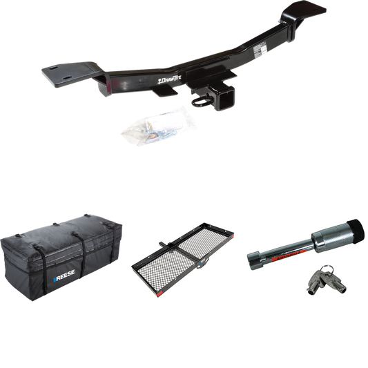 Fits 2005-2010 KIA Sportage Trailer Hitch Tow PKG w/ 48" x 20" Cargo Carrier + Cargo Bag + Hitch Lock (For V6 Engine Models) By Draw-Tite