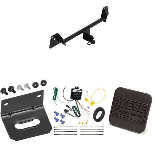 Fits 2020-2022 Toyota Prius Trailer Hitch Tow PKG w/ 4-Flat Wiring Harness + Hitch Cover By Reese Towpower