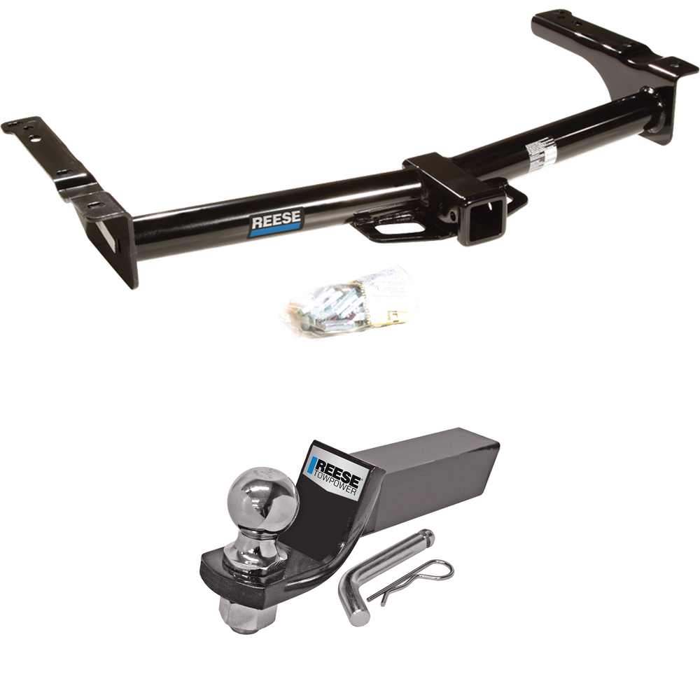 Fits 1975-2014 Ford E-250 Econoline Trailer Hitch Tow PKG w/ Starter Kit Ball Mount w/ 2" Drop & 2" Ball By Reese Towpower