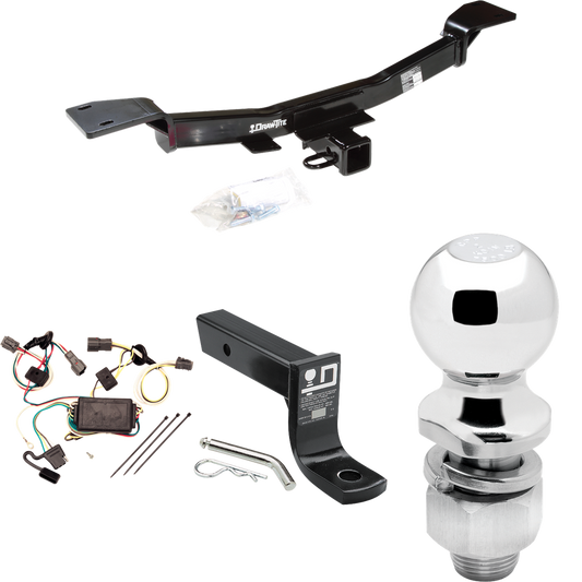 Fits 2005-2009 Hyundai Tucson Trailer Hitch Tow PKG w/ 4-Flat Wiring + Ball Mount w/ 4" Drop + 2" Ball By Draw-Tite