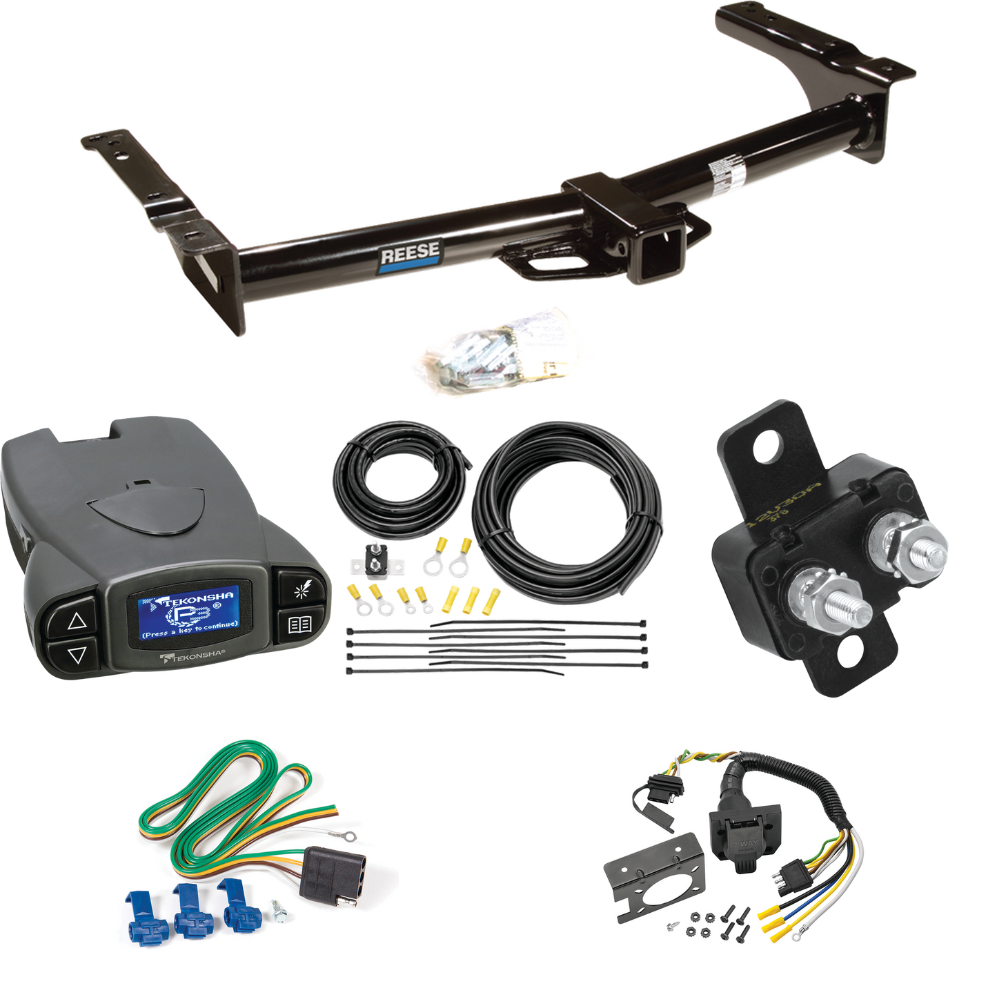 Fits 1975-1991 Ford E-250 Econoline Trailer Hitch Tow PKG w/ Tekonsha Prodigy P3 Brake Control + 7-Way RV Wiring By Reese Towpower