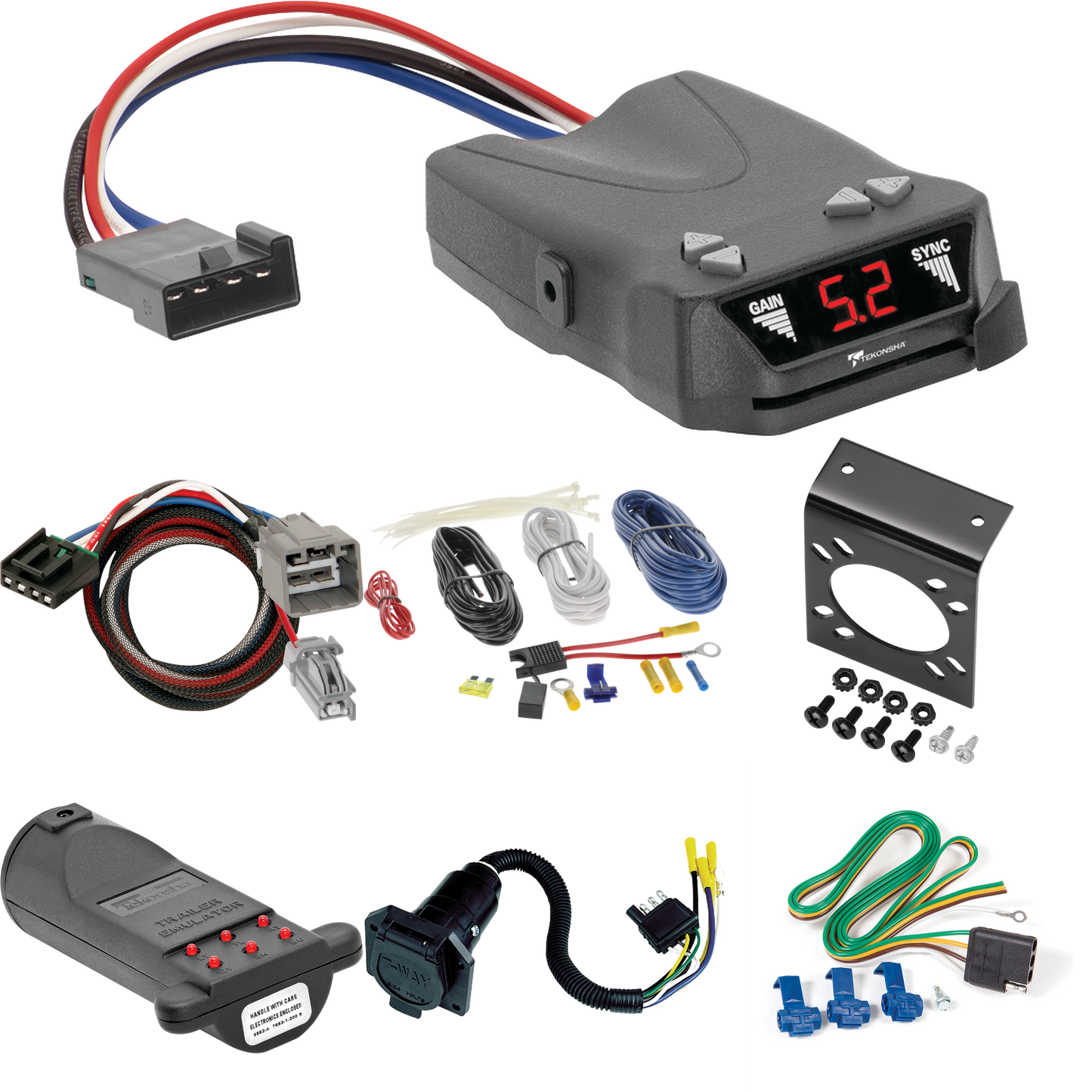 Fits 2013-2014 RAM 3500 7-Way RV Wiring + Tekonsha Brakeman IV Brake Control + Plug & Play BC Adapter + 7-Way Tester and Trailer Emulator By Reese Towpower