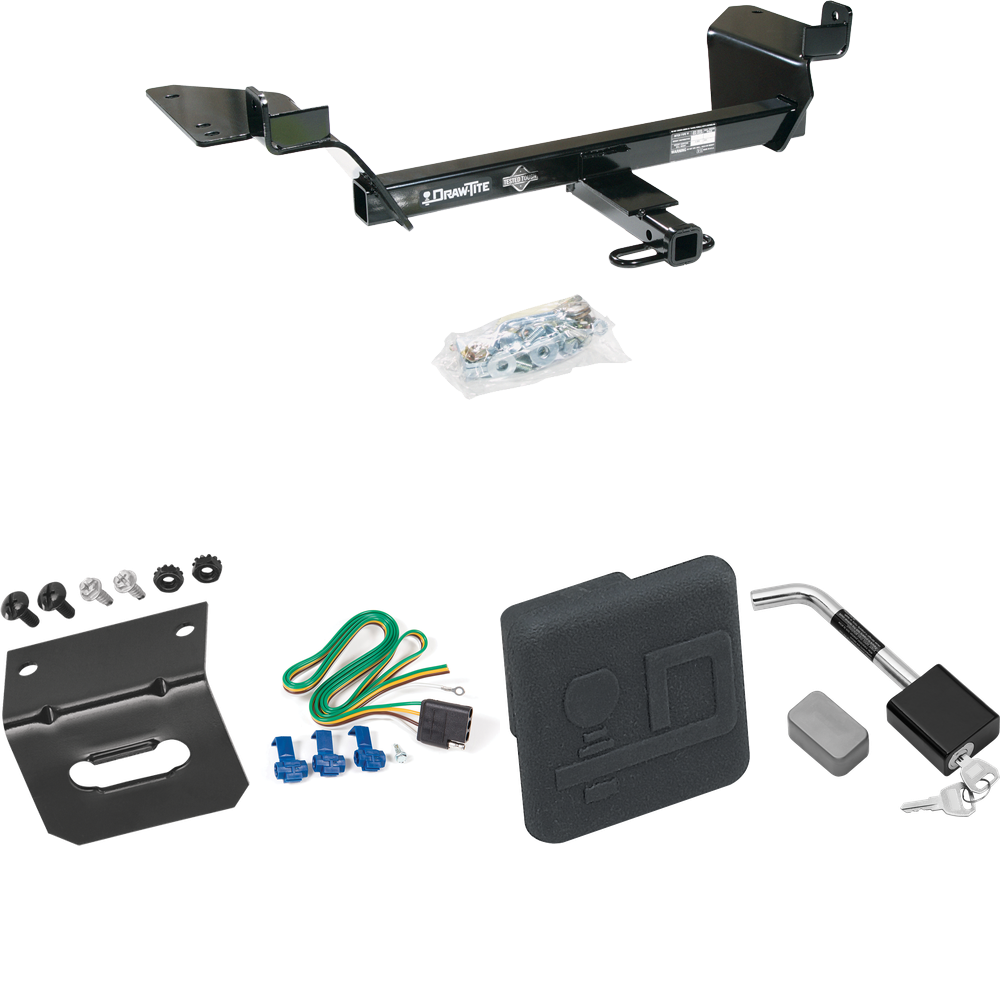 Se adapta al paquete de enganche de remolque Buick LaCrosse 2005-2009 con arnés de cableado plano de 4 + cubierta de enganche + bloqueo de enganche (excluye: súper modelos) de Draw-Tite