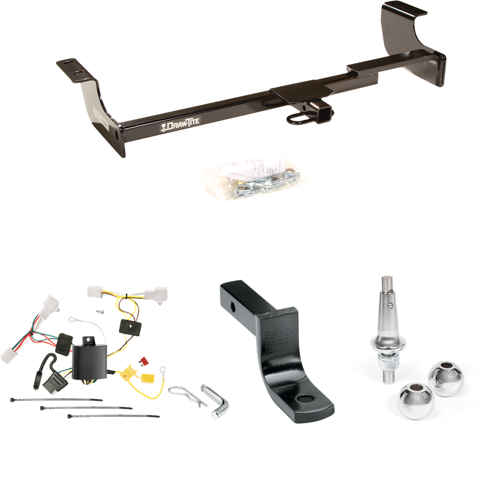 Fits 2004-2009 Toyota Prius Trailer Hitch Tow PKG w/ 4-Flat Wiring Harness + Draw-Bar + Interchangeable 1-7/8" & 2" Balls By Draw-Tite