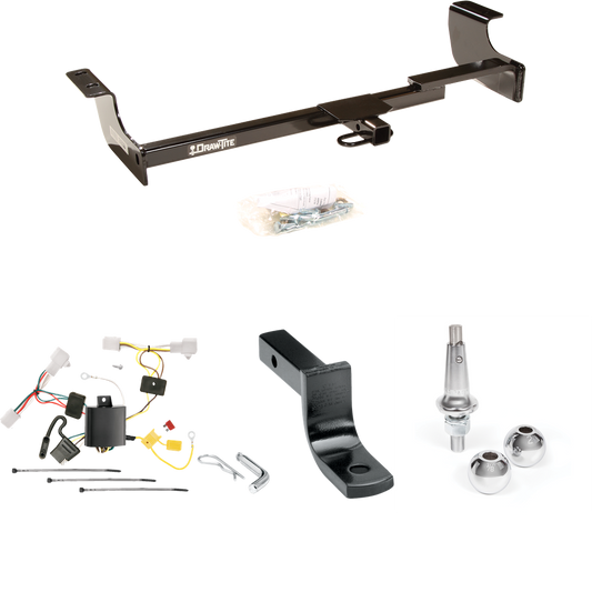 Fits 2004-2009 Toyota Prius Trailer Hitch Tow PKG w/ 4-Flat Wiring Harness + Draw-Bar + Interchangeable 1-7/8" & 2" Balls By Draw-Tite