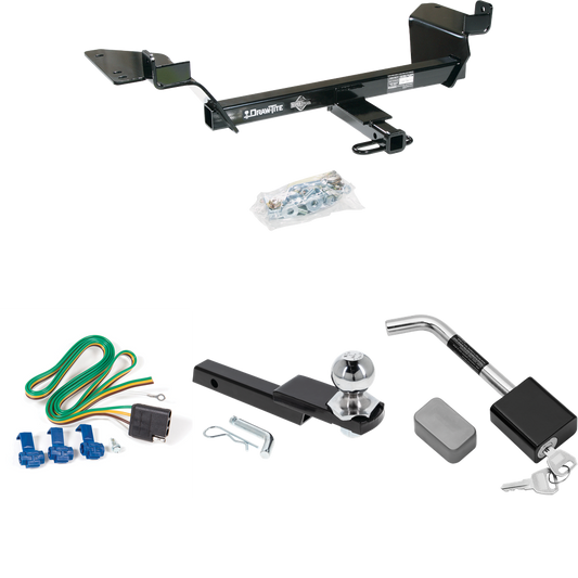 Fits 2005-2009 Buick LaCrosse Trailer Hitch Tow PKG w/ 4-Flat Wiring Harness + Interlock Starter Kit w/ 2" Ball 1-1/4" Drop 3/4" Rise + Hitch Lock (Excludes: Super Models) By Draw-Tite