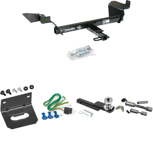 Fits 2005-2009 Buick Allure Trailer Hitch Tow PKG w/ 4-Flat Wiring Harness + Interlock Starter Kit w/ 2" Ball 1-1/4" Drop 3/4" Rise + Wiring Bracket + Dual Hitch & Coupler Locks (For (Canada Only) Models) By Draw-Tite