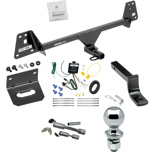 Fits 2020-2022 Toyota Prius Trailer Hitch Tow PKG w/ 4-Flat Wiring Harness + Draw-Bar + 2" Ball + Wiring Bracket + Dual Hitch & Coupler Locks By Draw-Tite