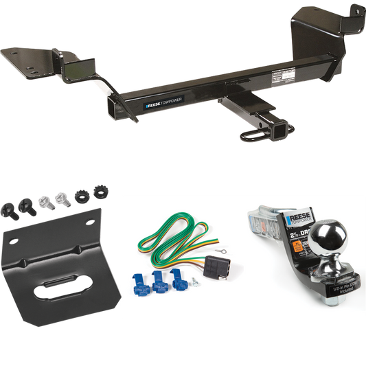 Fits 1997-2005 Buick Century Trailer Hitch Tow PKG w/ 4-Flat Wiring Harness + Interlock Starter Kit w/ 2" Ball 2-1/2" Drop 2" Rise + Wiring Bracket (For Sedan Models) By Reese Towpower