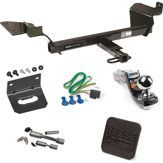 Fits 1997-2005 Buick Century Trailer Hitch Tow PKG w/ 4-Flat Wiring Harness + Interlock Starter Kit w/ 2" Ball 2-1/2" Drop 2" Rise + Wiring Bracket + Hitch Cover + Dual Hitch & Coupler Locks (For Sedan Models) By Reese Towpower