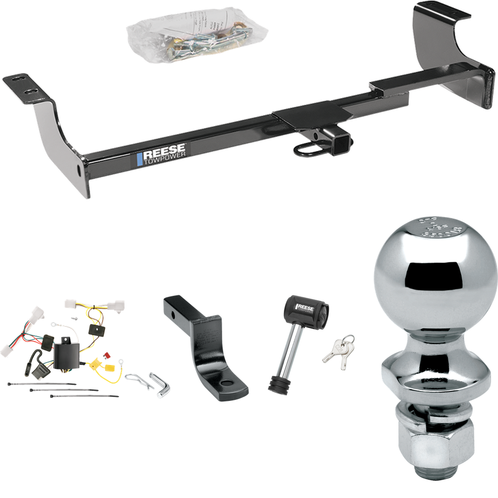 Se adapta al paquete de enganche de remolque Toyota Prius 2004-2009 con arnés de cableado de 4 planos + barra de tracción + bola de 2" + bloqueo de enganche de Reese Towpower