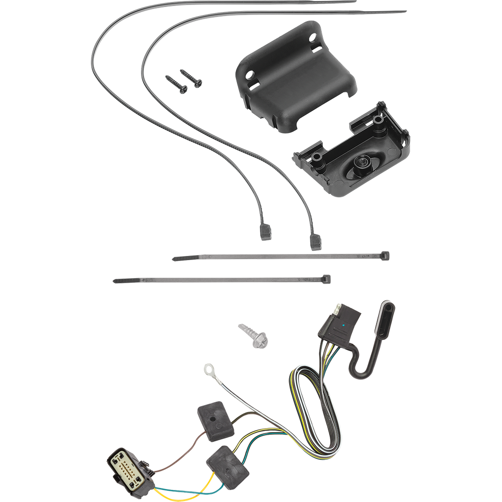 Fits 2018-2024 Buick Enclave 4-Flat Vehicle End Trailer Wiring Harness + Wiring Bracket By Tekonsha