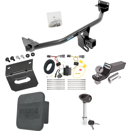 Fits 2016-2018 Hyundai Tucson Trailer Hitch Tow PKG w/ 4-Flat Wiring + Starter Kit Ball Mount w/ 2" Drop & 2" Ball + 1-7/8" Ball + Wiring Bracket + Hitch Lock + Hitch Cover By Reese Towpower