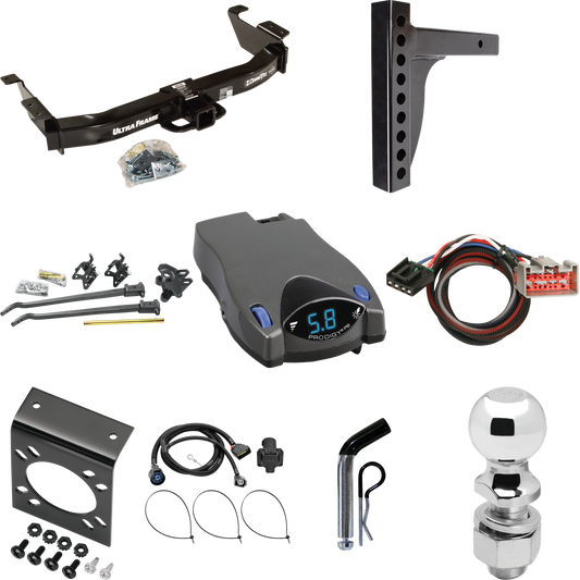 Fits 2009-2012 Ford E-350 Econoline Super Duty Trailer Hitch Tow PKG w/ 12K Trunnion Bar Weight Distribution Hitch + Pin/Clip + 2-5/16" Ball + Tekonsha Prodigy P2 Brake Control + Plug & Play BC Adapter + 7-Way RV Wiring (For (Prepped Class II Tow Pac