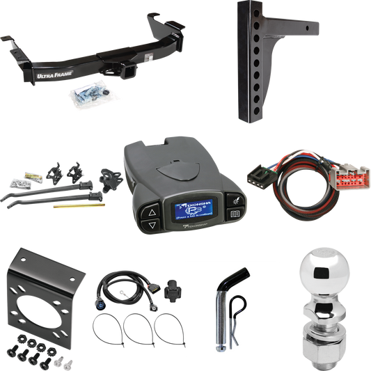 Fits 2009-2012 Ford E-250 Econoline Trailer Hitch Tow PKG w/ 12K Trunnion Bar Weight Distribution Hitch + Pin/Clip + 2-5/16" Ball + Tekonsha Prodigy P3 Brake Control + Plug & Play BC Adapter + 7-Way RV Wiring (For (Prepped Class II Tow Package) Model