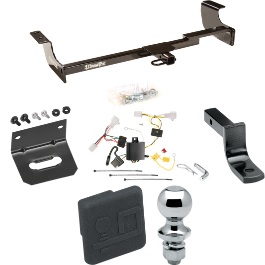 Fits 2004-2009 Toyota Prius Trailer Hitch Tow PKG w/ 4-Flat Wiring Harness + Draw-Bar + 1-7/8" Ball + Wiring Bracket + Hitch Cover By Draw-Tite