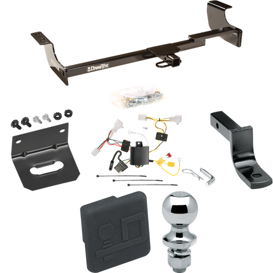 Se adapta al paquete de enganche de remolque Toyota Prius 2004-2009 con arnés de cableado de 4 planos + barra de tracción + bola de 1-7/8" + soporte de cableado + cubierta de enganche de Draw-Tite