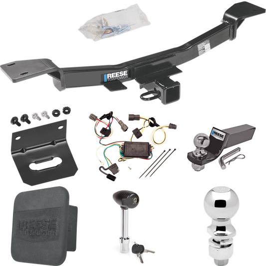 Fits 2005-2009 Hyundai Tucson Trailer Hitch Tow PKG w/ 4-Flat Wiring + Starter Kit Ball Mount w/ 2" Drop & 2" Ball + 2-5/16" Ball + Wiring Bracket + Hitch Lock + Hitch Cover By Reese Towpower