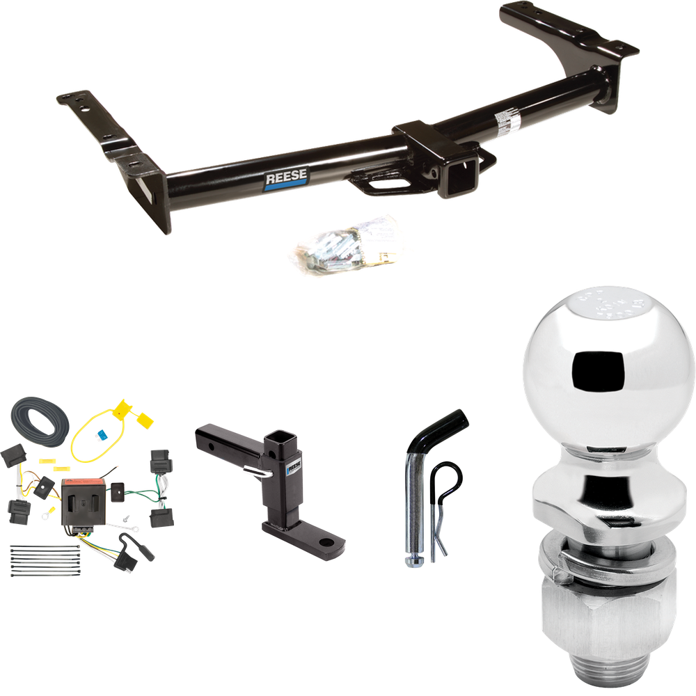 Se adapta al paquete de enganche de remolque Ford E-250 Econoline 2008-2014 con cableado plano de 4 + soporte de bola ajustable + pasador/clip + bola de 2" de Reese Towpower