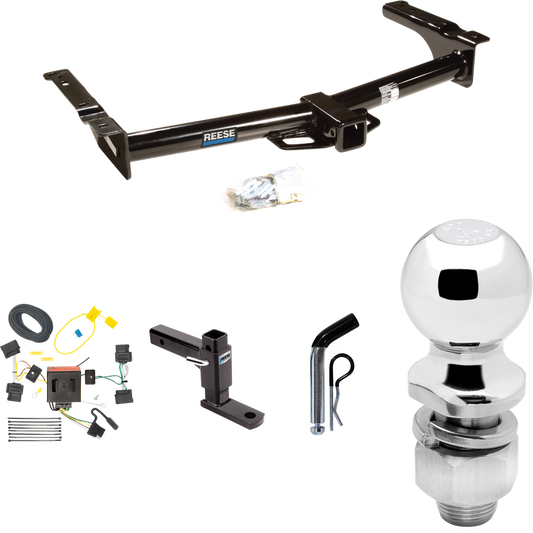 Se adapta al paquete de enganche de remolque Ford E-250 Econoline 2008-2014 con cableado plano de 4 + soporte de bola ajustable + pasador/clip + bola de 2" de Reese Towpower