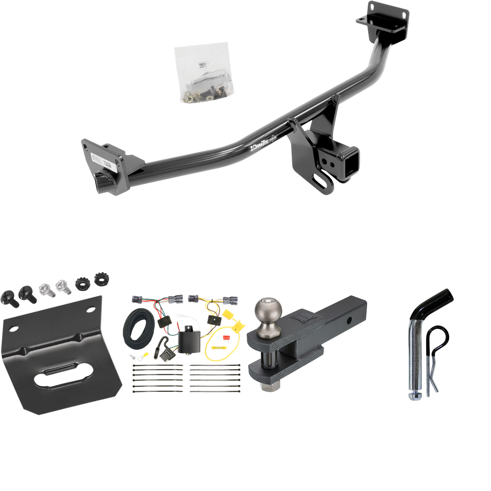 Fits 2016-2018 Hyundai Tucson Trailer Hitch Tow PKG w/ 4-Flat Wiring Harness + Clevis Hitch Ball Mount w/ 2" Ball + Pin/Clip + Wiring Bracket By Draw-Tite