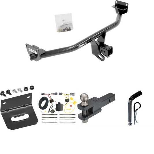 Fits 2016-2018 Hyundai Tucson Trailer Hitch Tow PKG w/ 4-Flat Wiring Harness + Clevis Hitch Ball Mount w/ 2" Ball + Pin/Clip + Wiring Bracket By Draw-Tite