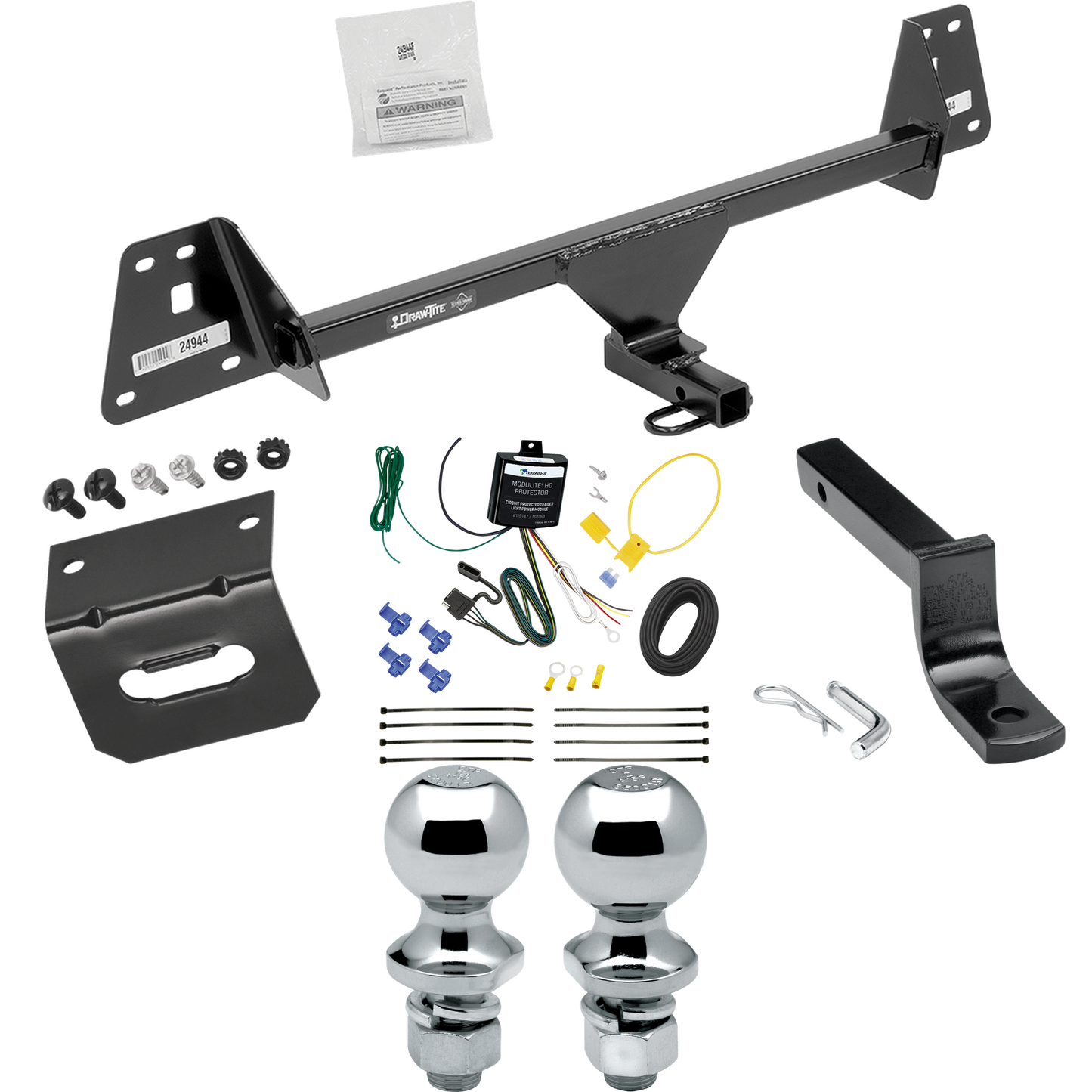 Fits 2020-2022 Toyota Prius Trailer Hitch Tow PKG w/ 4-Flat Wiring Harness + Draw-Bar + 1-7/8" + 2" Ball + Wiring Bracket By Draw-Tite