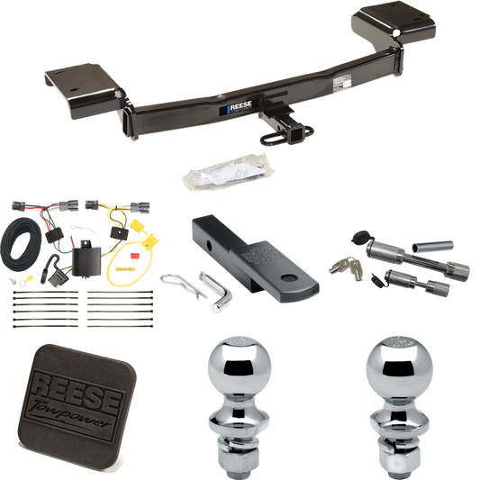 Se adapta al paquete de enganche de remolque Hyundai Tucson 2010-2015 con arnés de cableado de 4 planos + barra de tracción + bola de 1-7/8" + bola de 2" + cubierta de enganche + enganche doble y cerraduras de acoplador de Reese Towpower