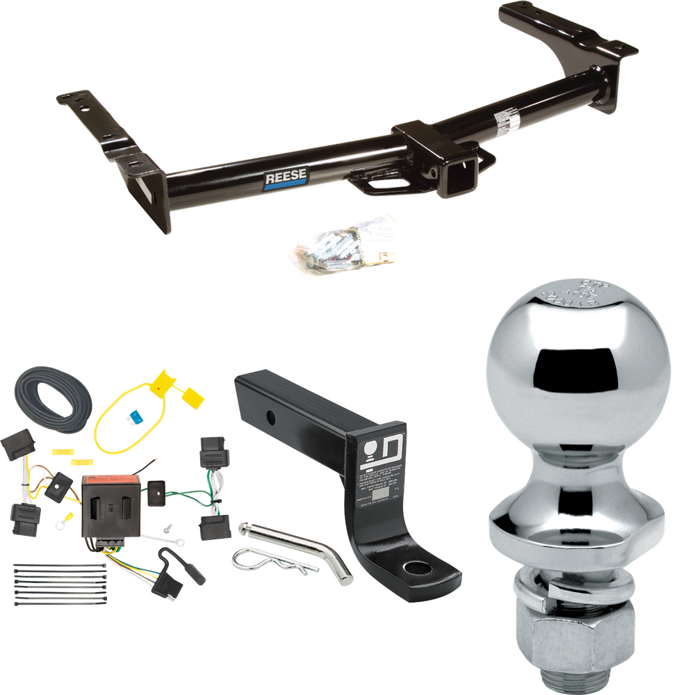 Fits 2008-2014 Ford E-350 Econoline Super Duty Trailer Hitch Tow PKG w/ 4-Flat Wiring + Ball Mount w/ 4" Drop + 1-7/8" Ball By Reese Towpower